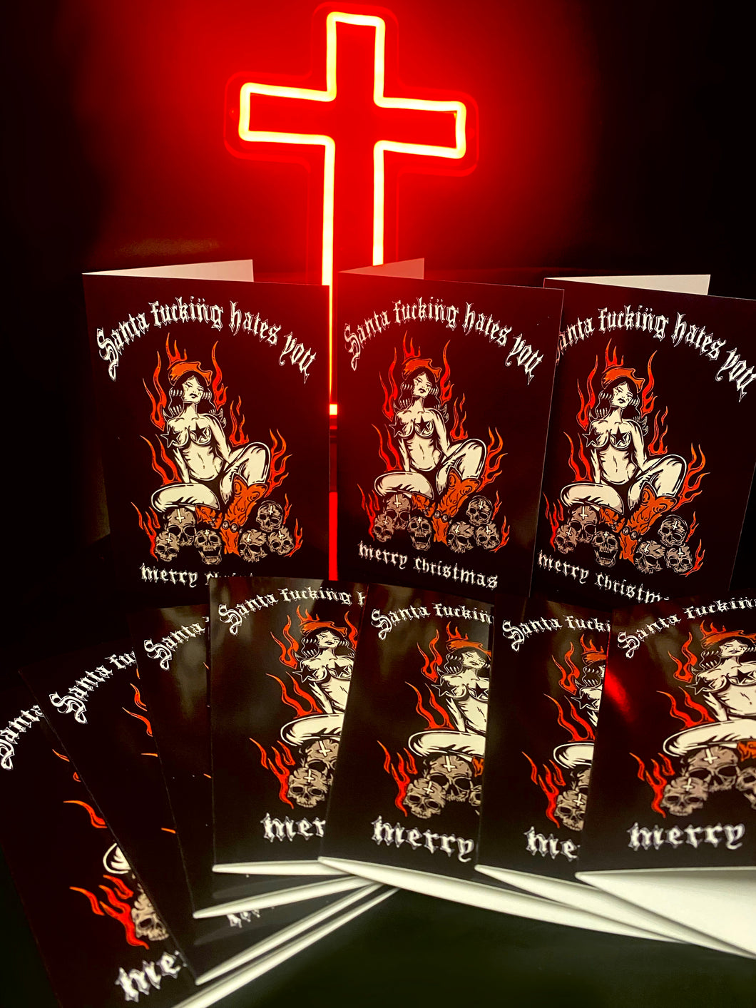 Pack of 5 - Santa Fucking Hates You Christmas Cards.