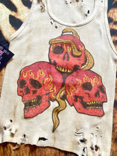 Load image into Gallery viewer, Tea stained 3 Skulls Tank
