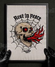 Load image into Gallery viewer, Rest In Peace Skull Tattoo Art Print
