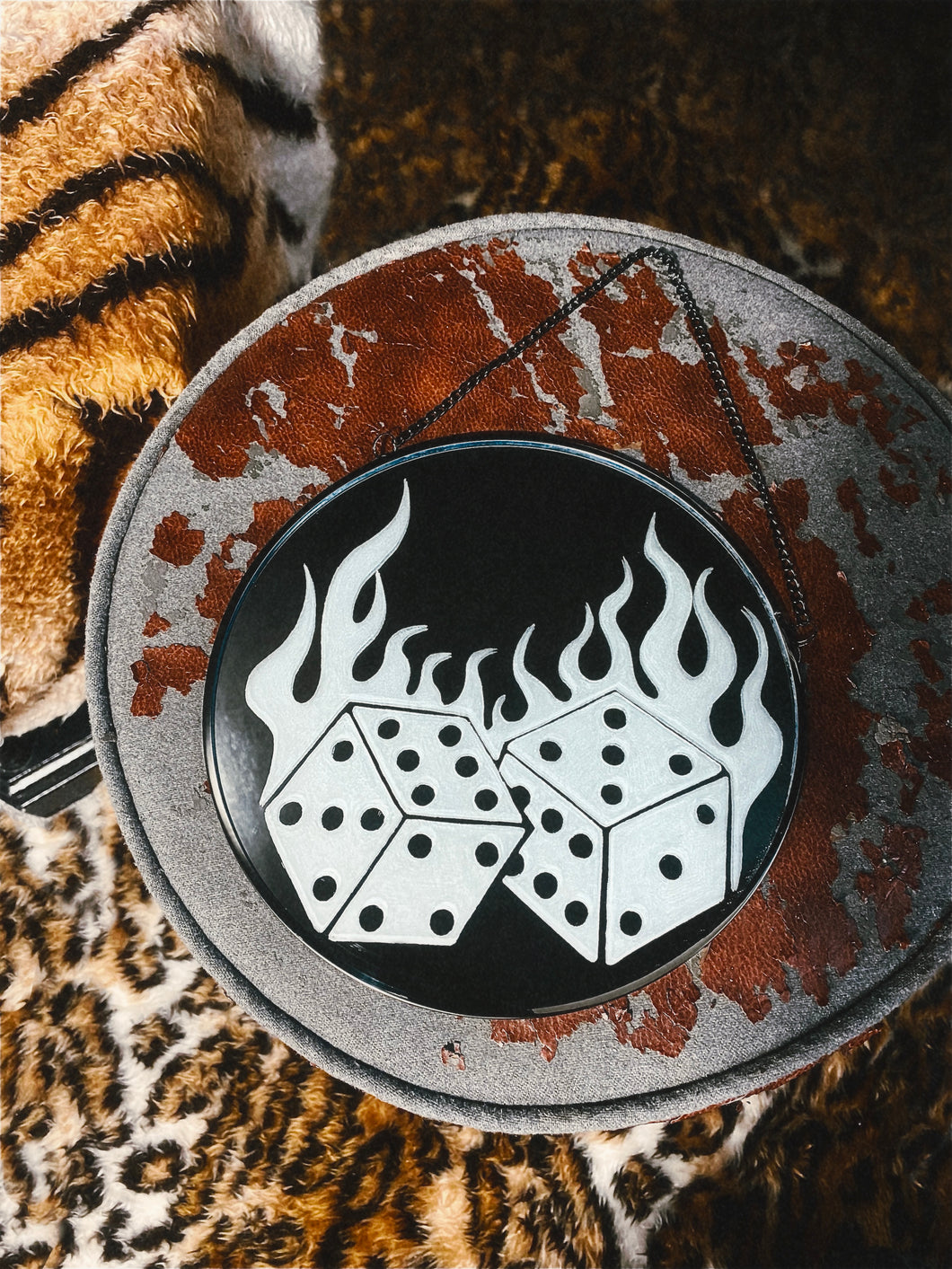 Flamin’ Dice Engraved Mirror