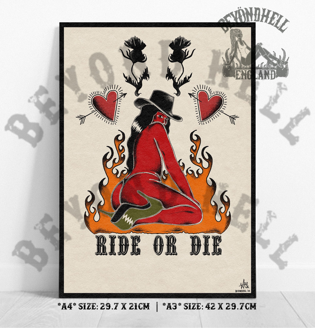Ride or Die Devil Cowgirl - Art print